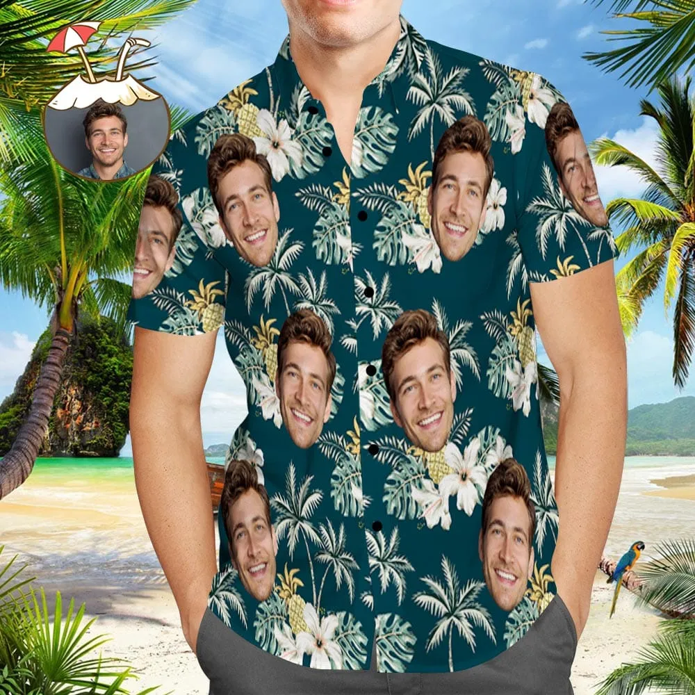 Custom Dog Face Hawaiian Shirt Funky Vintage Hawaiian Shirt Casual Button-Down Short Sleeve