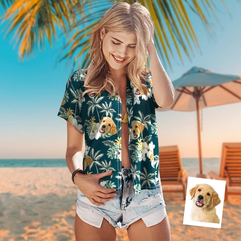 Custom Dog Face Hawaiian Shirt Funky Vintage Hawaiian Shirt Casual Button-Down Short Sleeve