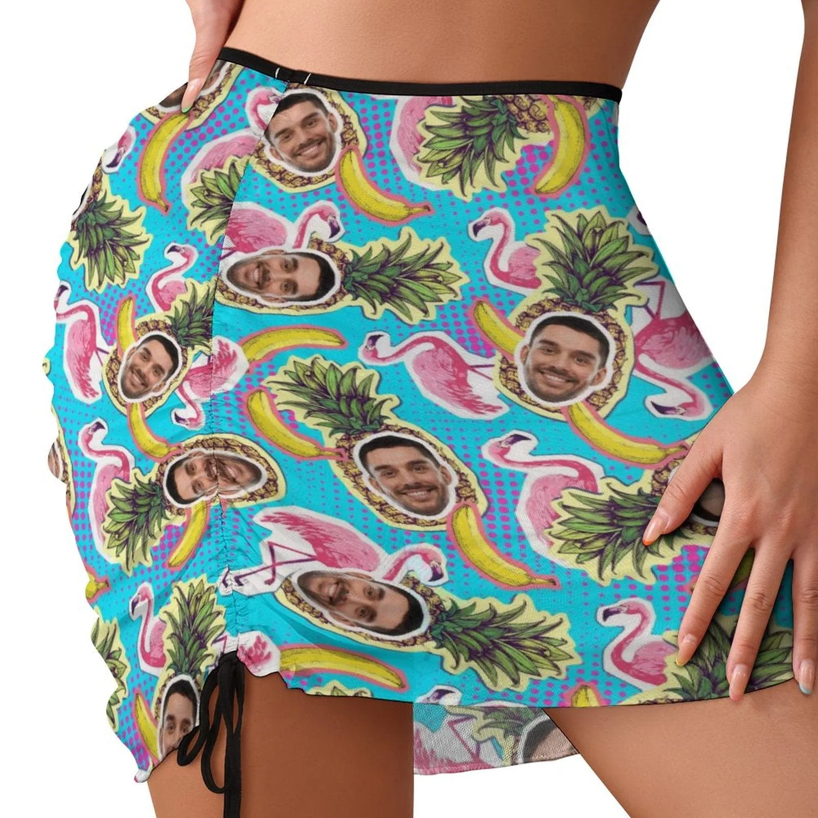 Custom Face Fruit Pineapple Banana Beach Skirt Women's Short Dress Swimsuit Bottom Personalized Women's Swim Dress Short Skirt