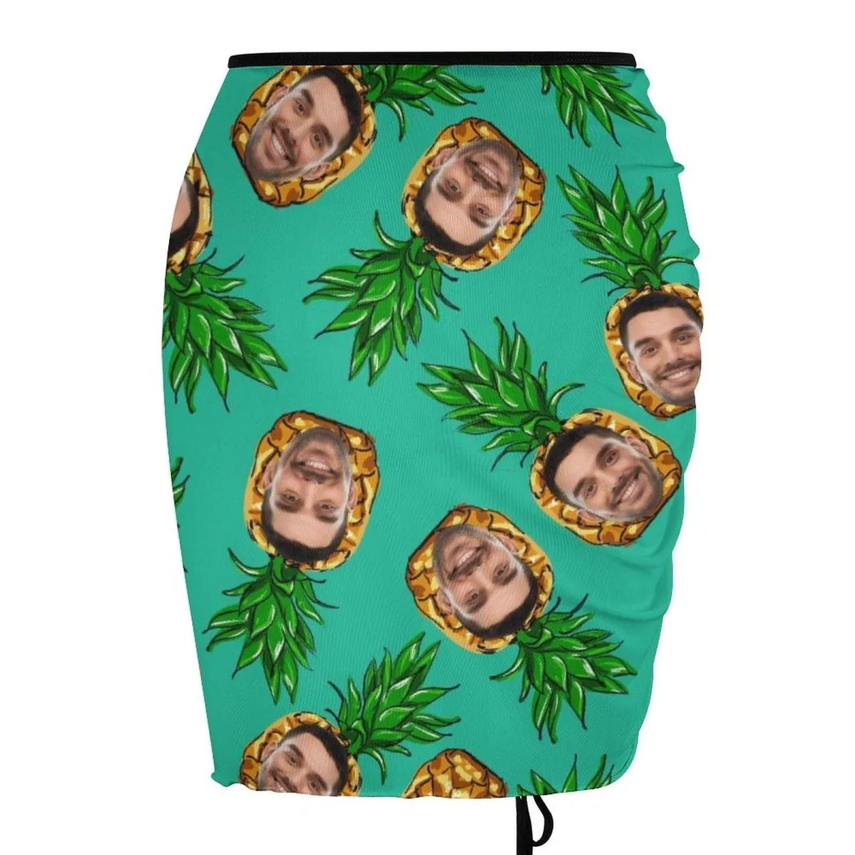 Custom Face Green Pineapple Beach Skirt Women's Swimwear Short Dress Swimsuit Bottom Personalized Women's Swim Dress Short Skirt