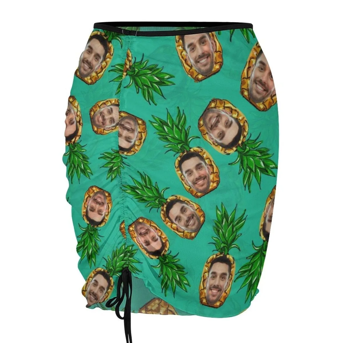 Custom Face Green Pineapple Beach Skirt Women's Swimwear Short Dress Swimsuit Bottom Personalized Women's Swim Dress Short Skirt