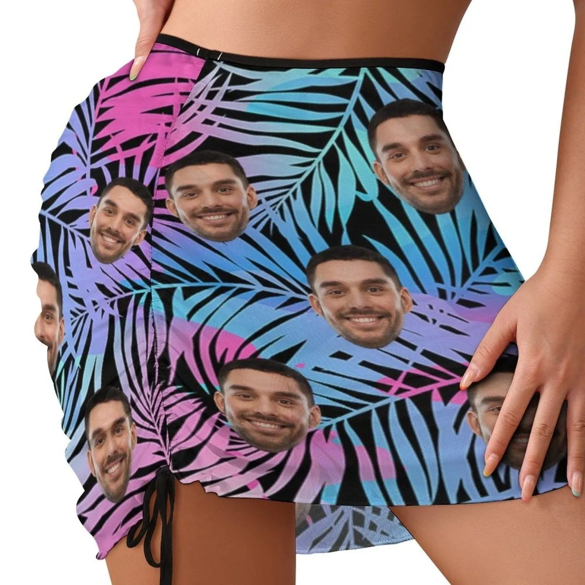 Custom Face Hawaiian Beach Skirt Colorful Plant Women's Swimwear Short Dress Swimsuit Bottom Personalized Women's Swim Dress Short Skirt