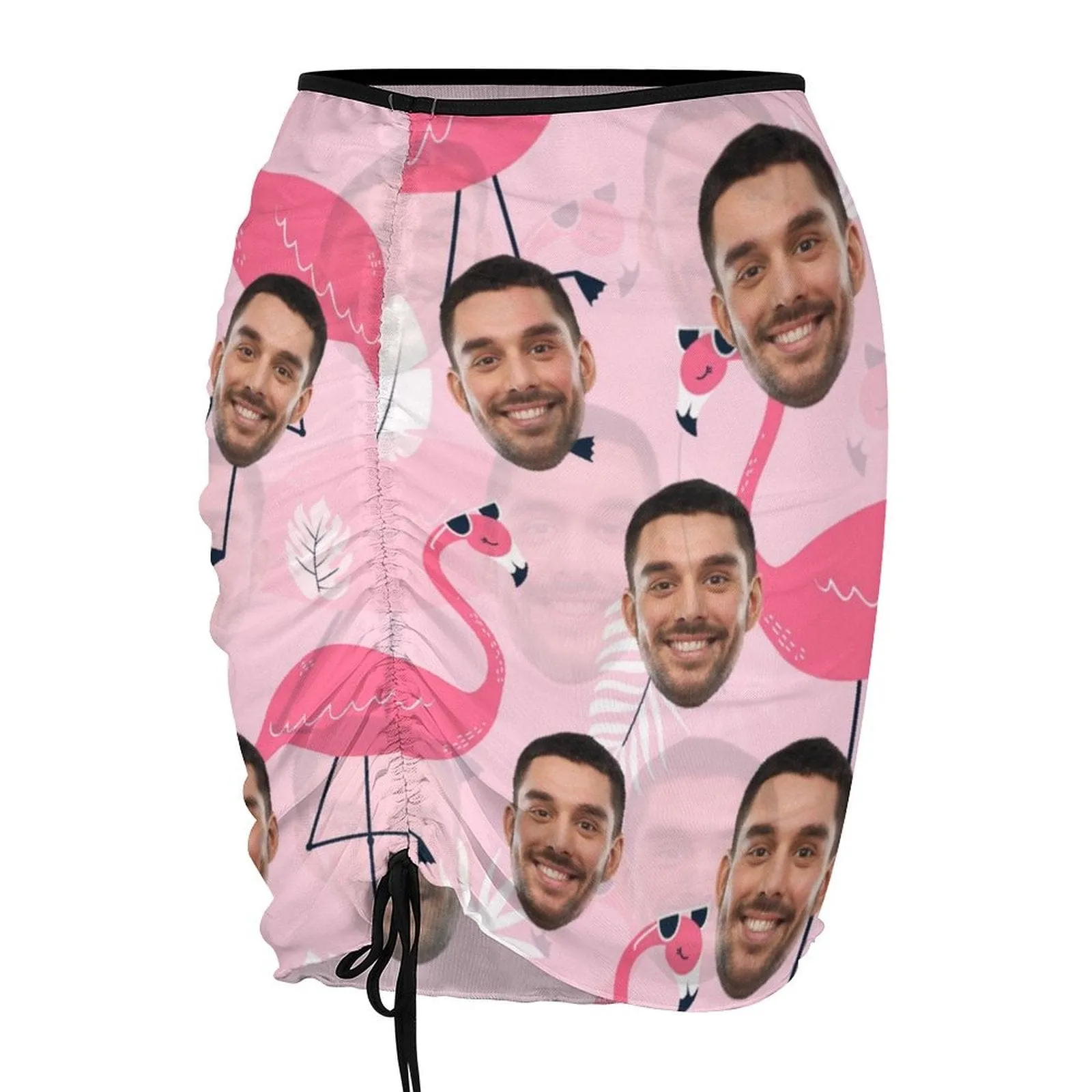 Custom Face Pink Flamingo Beach Skirt Women's Short Dress Swimsuit Bottom Personalized Women's Swim Dress Short Skirt