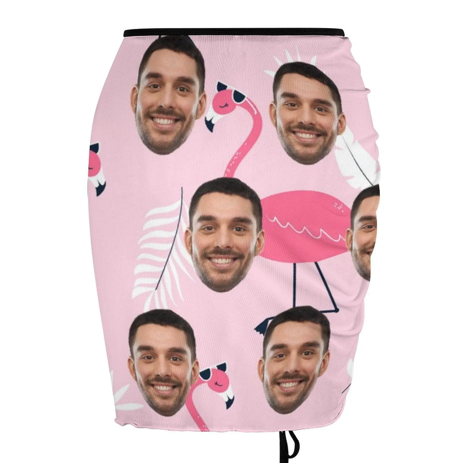 Custom Face Pink Flamingo Beach Skirt Women's Short Dress Swimsuit Bottom Personalized Women's Swim Dress Short Skirt
