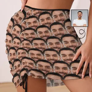 Custom Face Seamless Tiling Beach Skirt Women's Short Dress Swimsuit Bottom Personalized Women's Swim Dress Short Skirt
