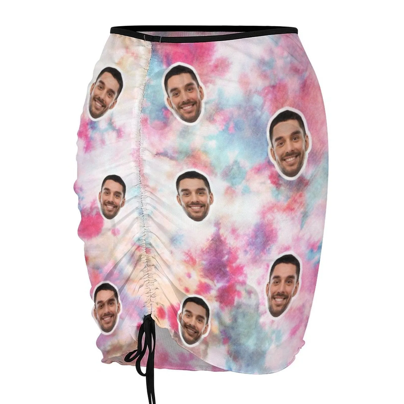 Custom Face Tie Dye Beach Skirt Women's Short Dress Swimsuit Bottom Personalized Women's Swim Dress Short Skirt