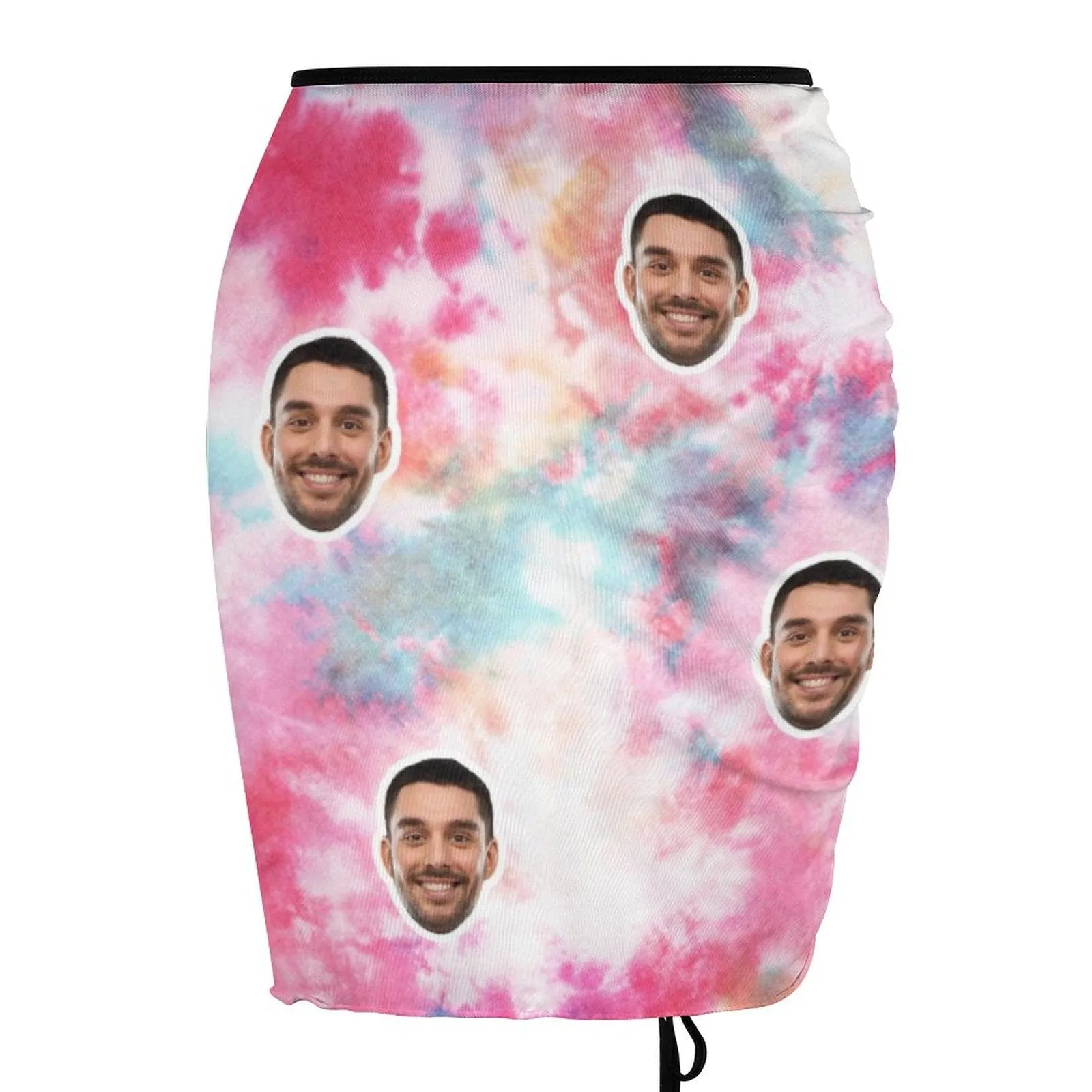 Custom Face Tie Dye Beach Skirt Women's Short Dress Swimsuit Bottom Personalized Women's Swim Dress Short Skirt