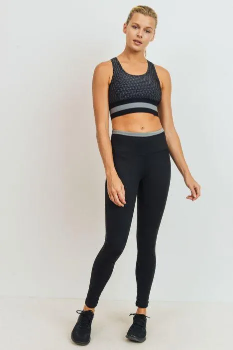 Diamond Jacquard Block Highwaist Leggings