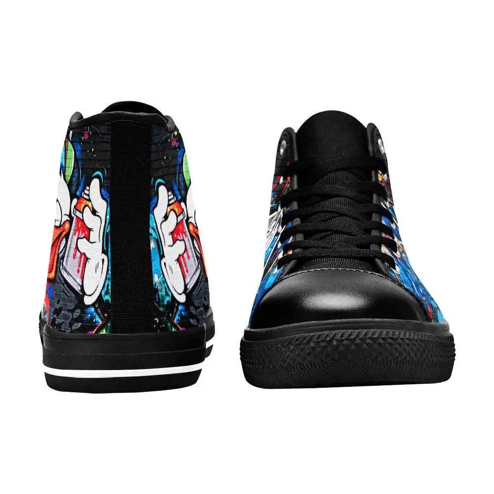 Donald Duck Graffiti Shoes High Top Sneakers for Kids and Adults