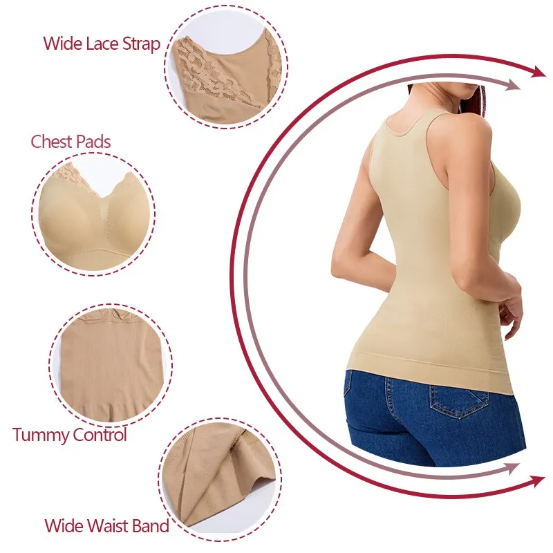 Fitness Hub Built In Bra Tank Top Women Shapewear.