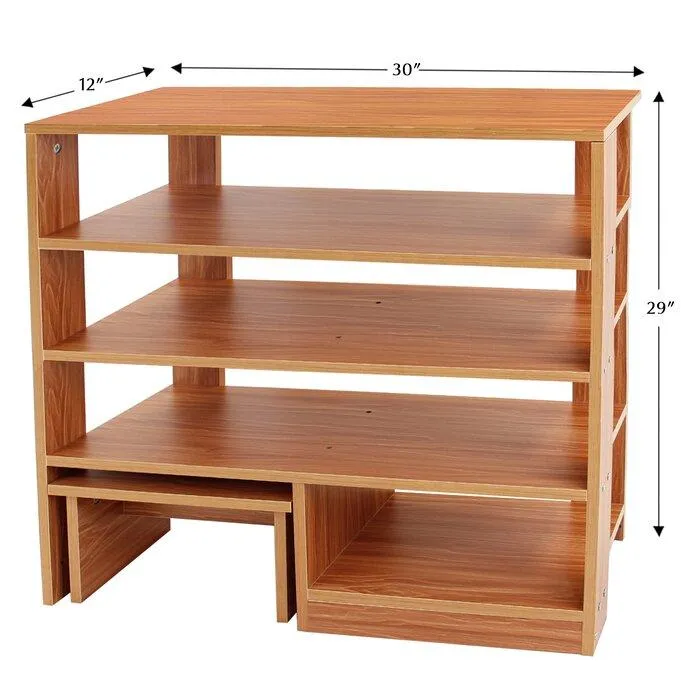 FURNISHIAA Sheesham Wood Shoe Rack With Sitting Stool