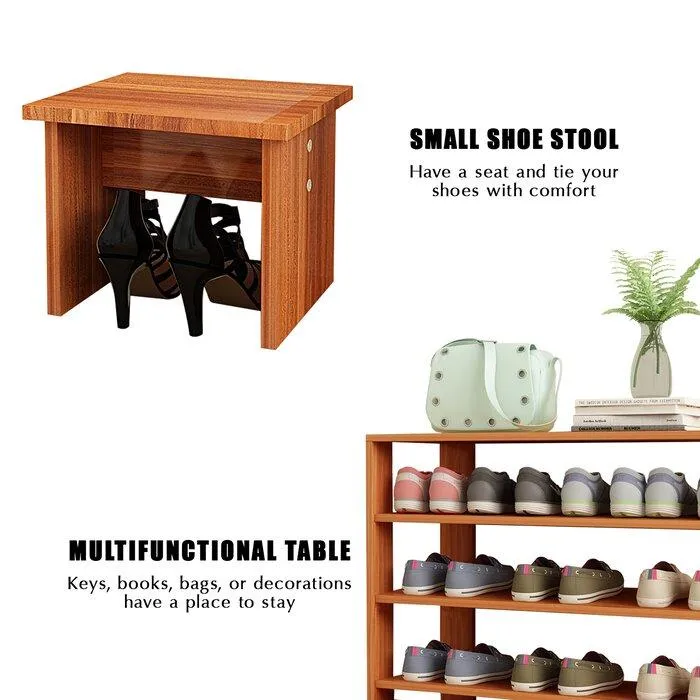 FURNISHIAA Sheesham Wood Shoe Rack With Sitting Stool