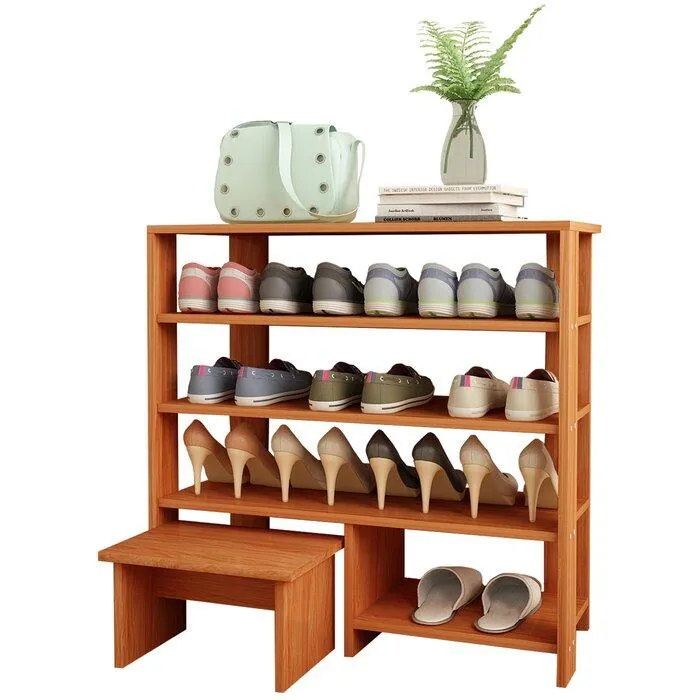 FURNISHIAA Sheesham Wood Shoe Rack With Sitting Stool