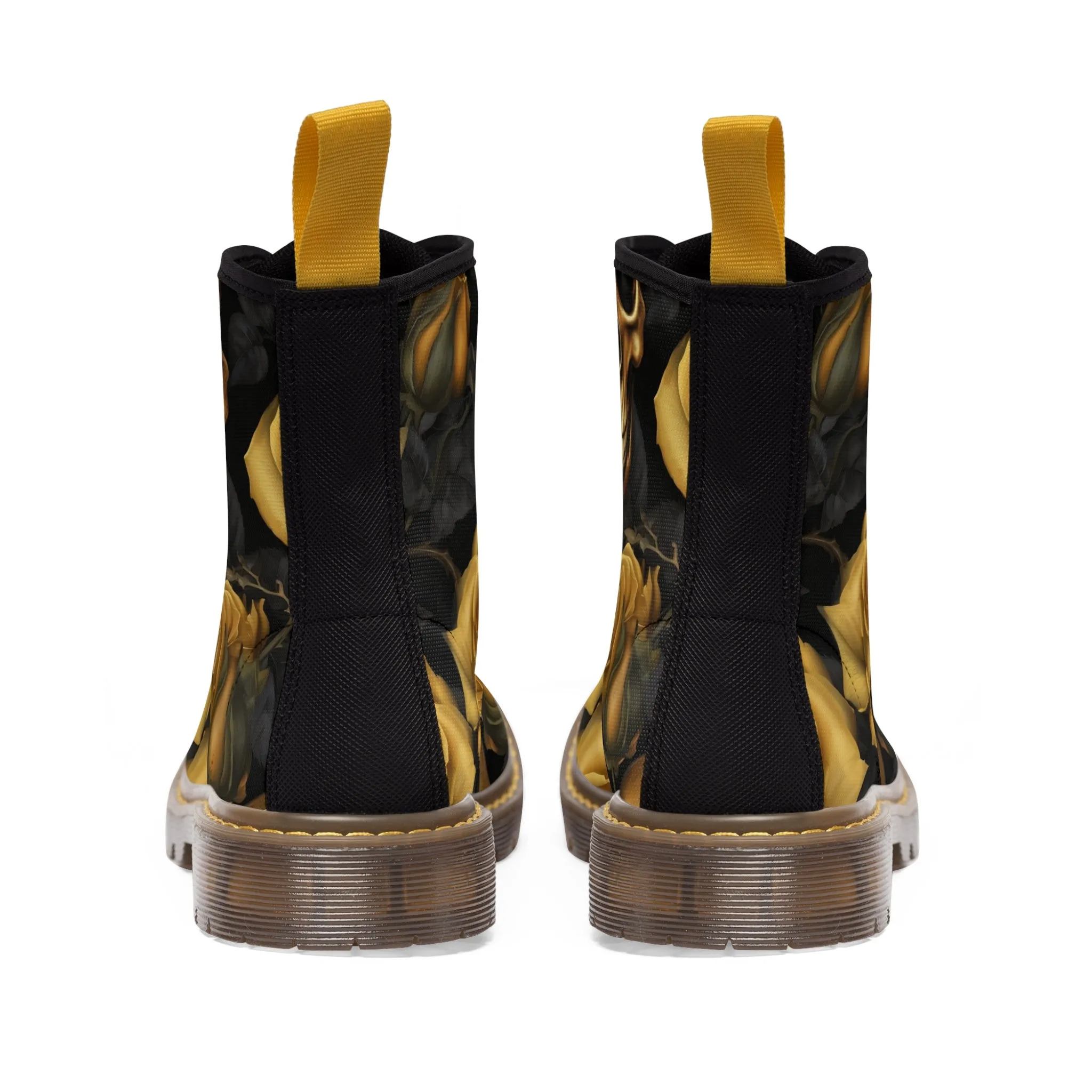 Gothic Gold no 2 Skulls and  Roses Women's Canvas Boots