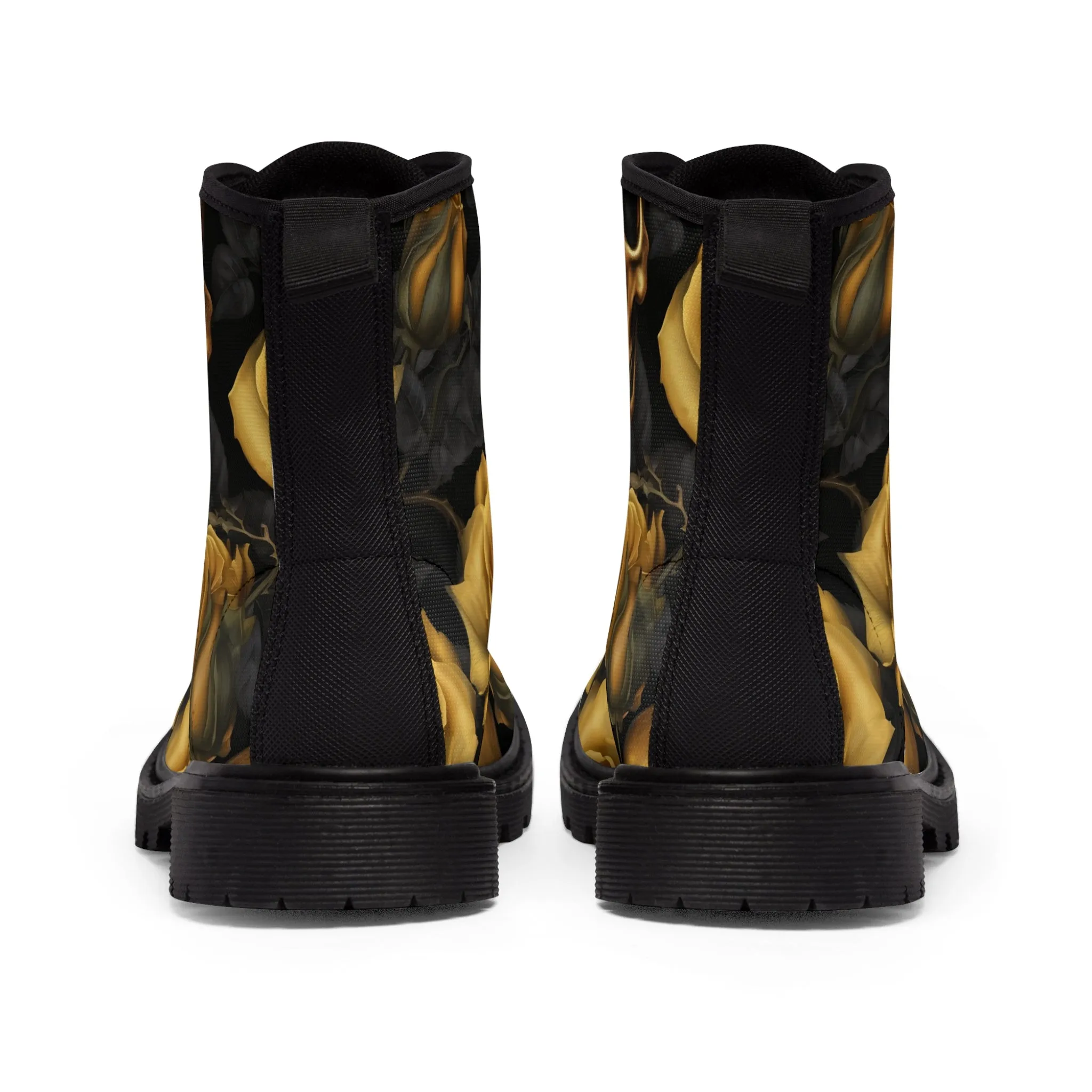 Gothic Gold no 2 Skulls and  Roses Women's Canvas Boots