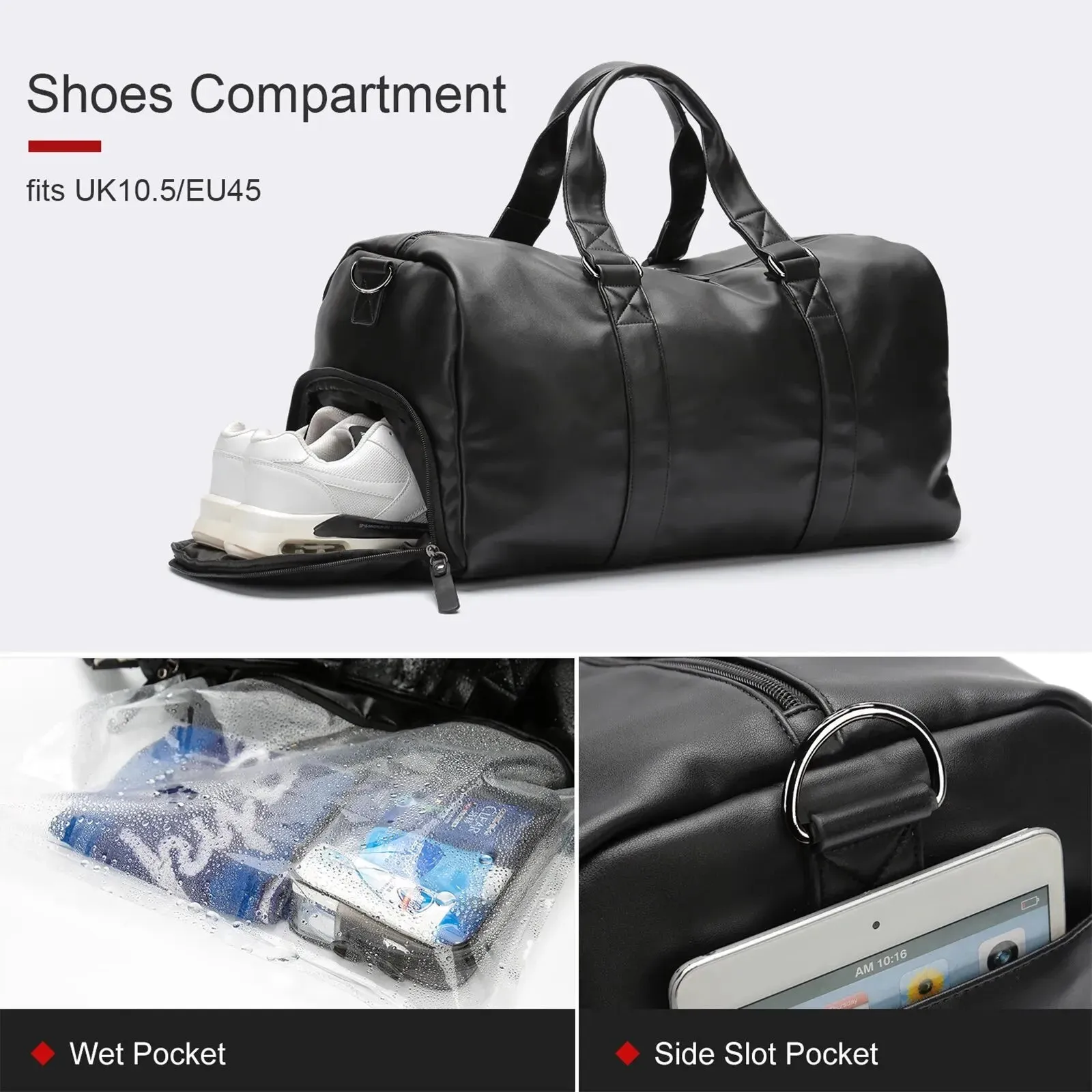 Likros Gym Bag Mens Small Trave Duffel Bag, Swim Sports Bag with Shoes Compartment Waterproof Weekender Overnight Bag Tote Bag