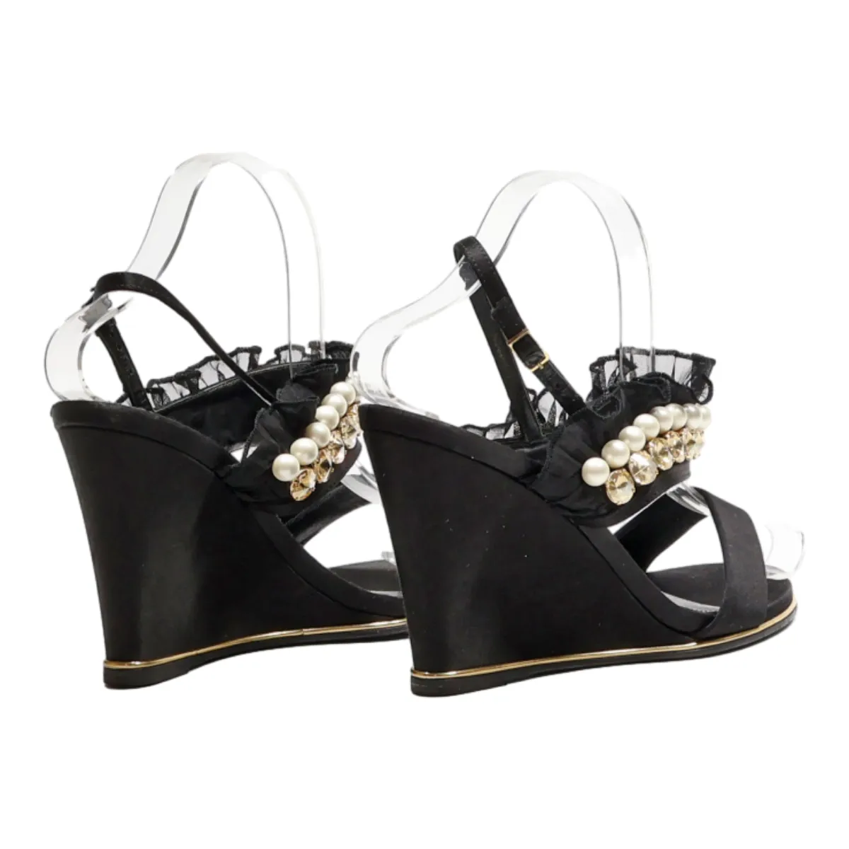 LORIBLU Wedge Heels Black Synthetic Womens UK 5
