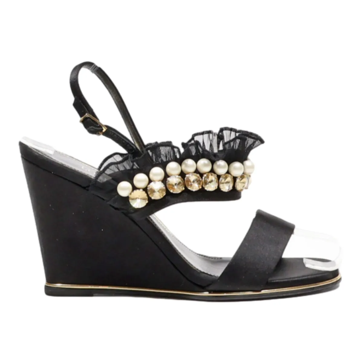 LORIBLU Wedge Heels Black Synthetic Womens UK 5