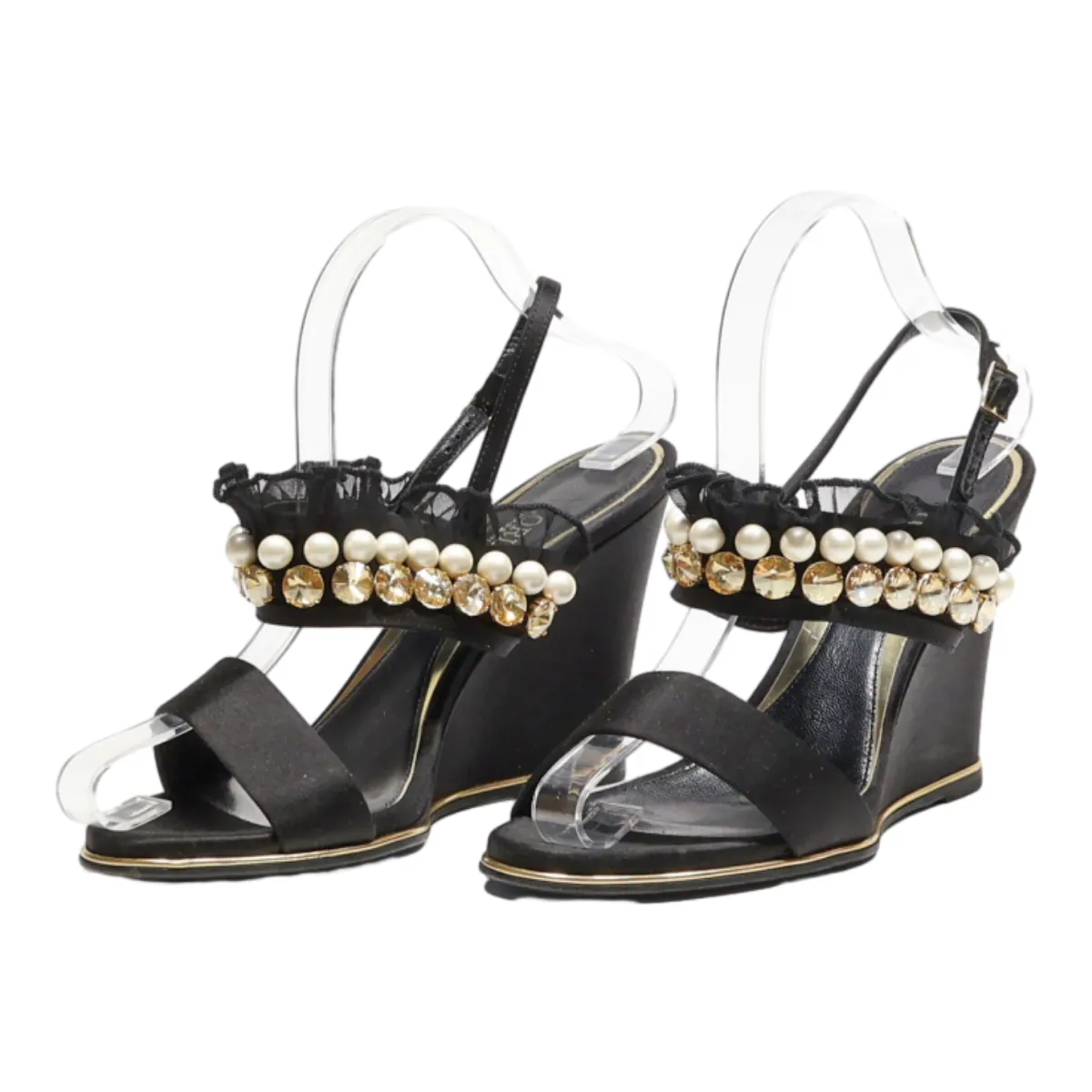 LORIBLU Wedge Heels Black Synthetic Womens UK 5