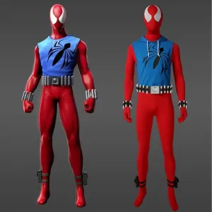 Marvel Avengers Spider-Man Scarlet Spider Ben Reilly Jumpsuit Cosplay Costume for Halloween Carnival