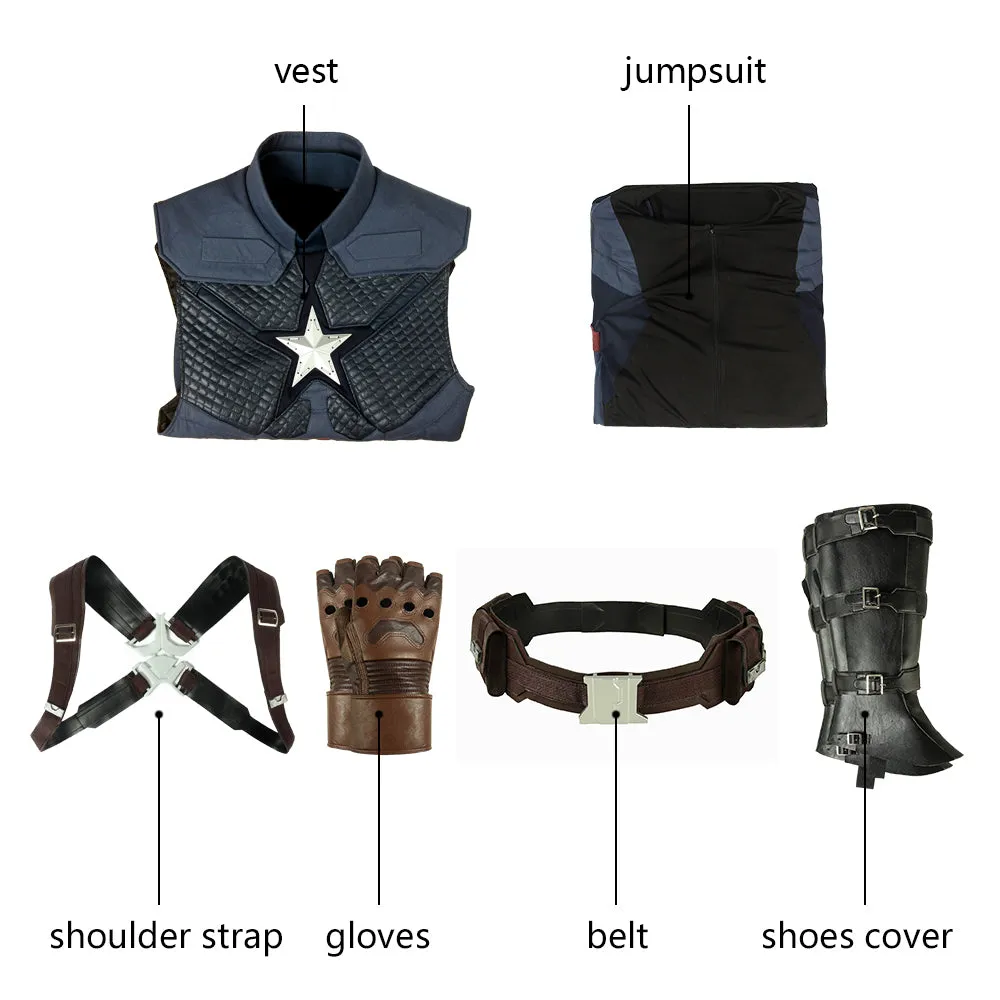 Marvel Comics Avengers 4 Endgame Steven Rogers Captain America Cosplay Costume Version C for Halloween Carnival