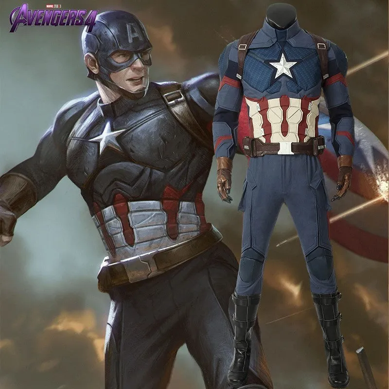 Marvel Comics Avengers: Endgame Captain America Steven Rogers Cosplay Costume for Halloween Carnival