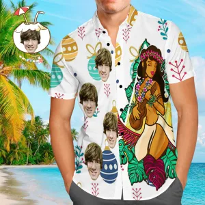 Men's Christmas Hawaii Shirts Christmas Gifts for Him Hawaiian Girl