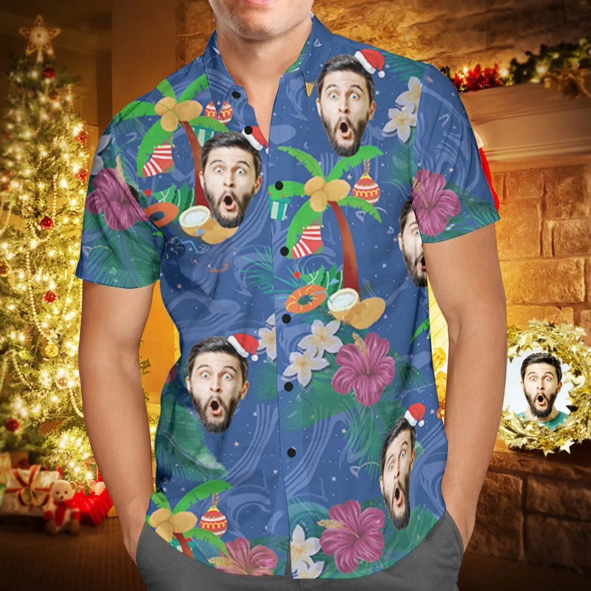 Men's Christmas Hawaii Shirts Christmas Gifts for Men Coconut Tree