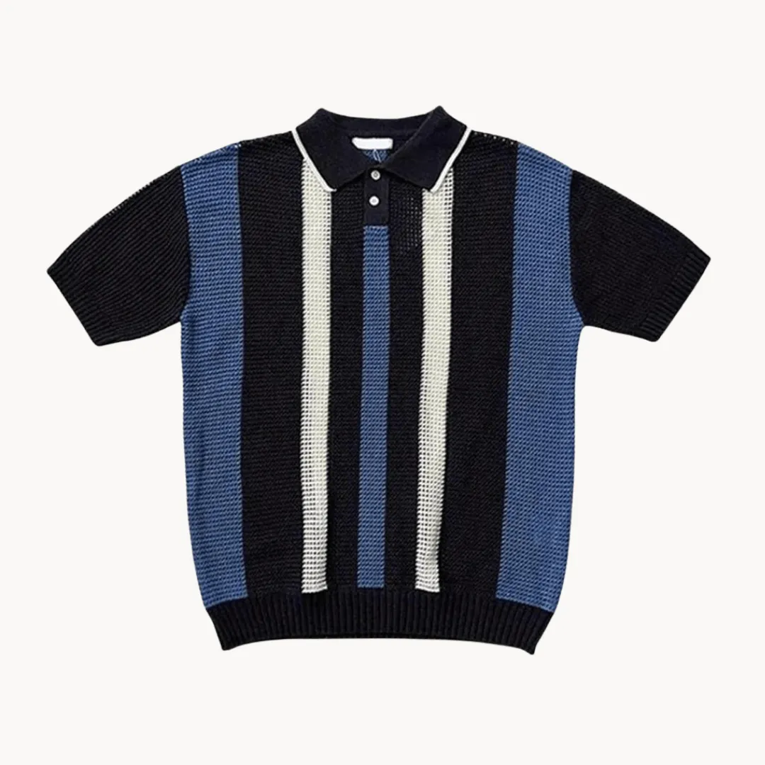 Men's Striped Short Sleeve Polo Shirt