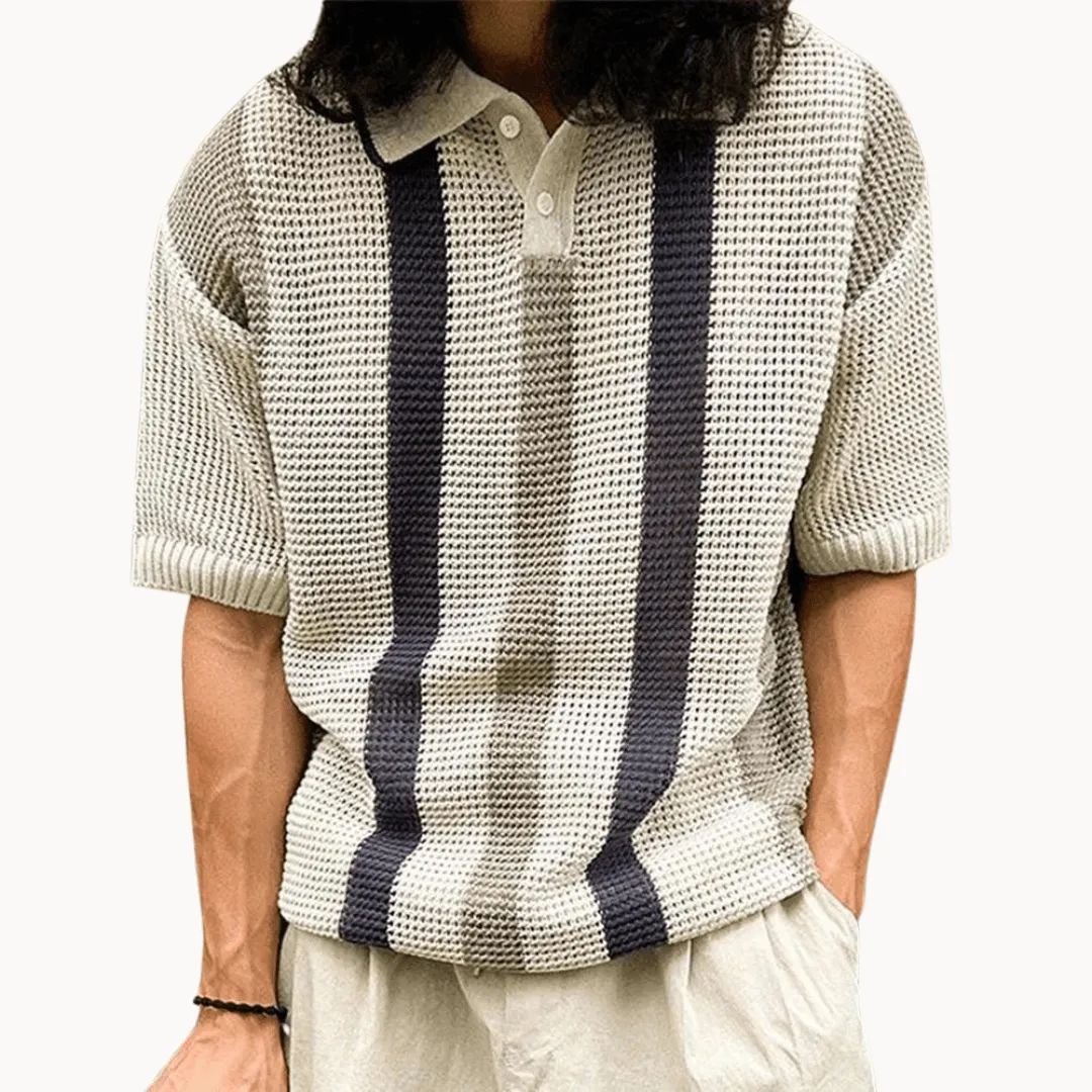 Men's Striped Short Sleeve Polo Shirt