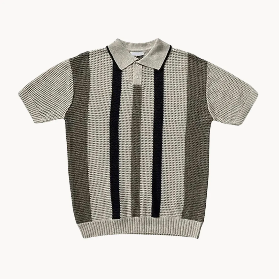 Men's Striped Short Sleeve Polo Shirt