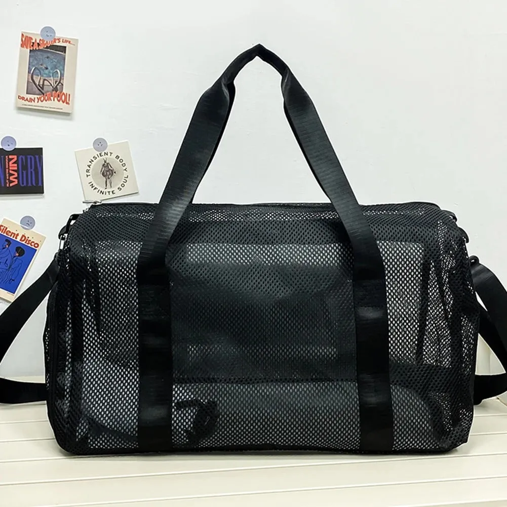 Mesh Travel Duffle Bag – Large-Capacity Weekender with Shoe Compartment & Wet-Dry Separation