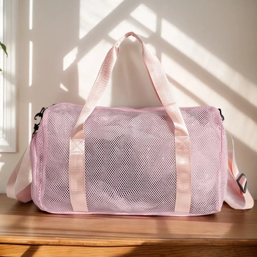 Mesh Travel Duffle Bag – Large-Capacity Weekender with Shoe Compartment & Wet-Dry Separation