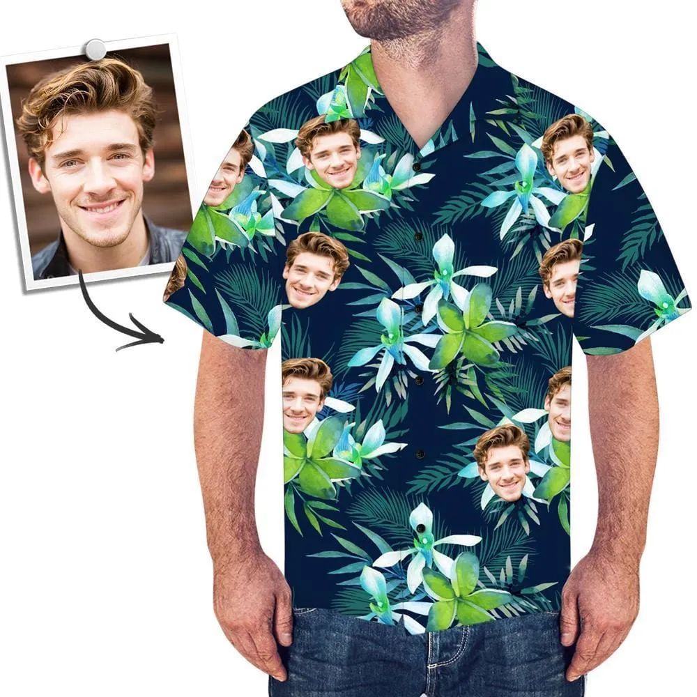 Personalized Hawaiian Shirt with Face Custom Dog Face Shirts Tropical Leaves Gifts for Dog Lovers