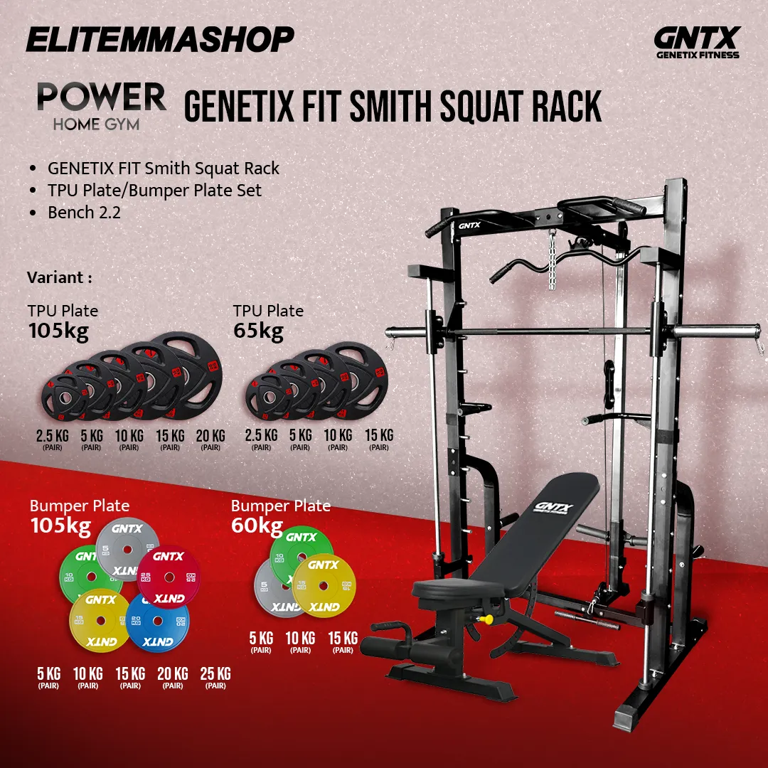 POWER HOME GYM GENETIX FIT SMITH SQUAT RACK