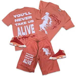 Retro Label ALIVE Shorts and Shirt Set (Retro 13 Dune Red)
