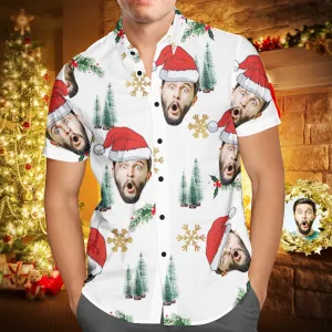 Santa Hawaiian Shirt Christmas Gifts for Men Christmas Hats White