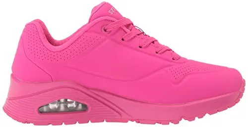 Skechers womens Skecher Street Women's Uno - Night Shades Sneaker, Pink Hot Pink Durabuck Htpk