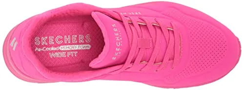 Skechers womens Skecher Street Women's Uno - Night Shades Sneaker, Pink Hot Pink Durabuck Htpk