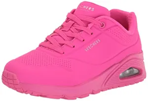 Skechers womens Skecher Street Women's Uno - Night Shades Sneaker, Pink Hot Pink Durabuck Htpk