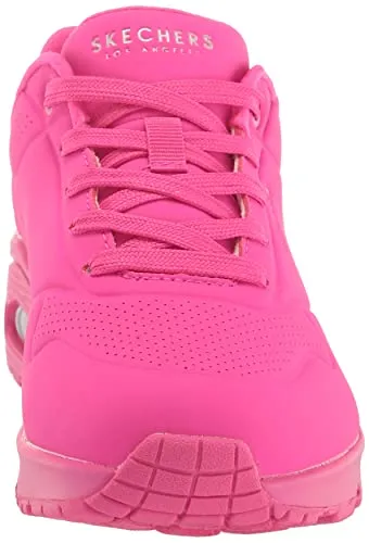 Skechers womens Skecher Street Women's Uno - Night Shades Sneaker, Pink Hot Pink Durabuck Htpk