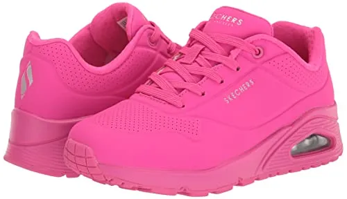 Skechers womens Skecher Street Women's Uno - Night Shades Sneaker, Pink Hot Pink Durabuck Htpk