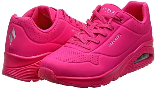 Skechers womens Skecher Street Women's Uno - Night Shades Sneaker, Pink Hot Pink Durabuck Htpk