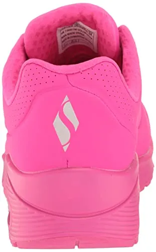Skechers womens Skecher Street Women's Uno - Night Shades Sneaker, Pink Hot Pink Durabuck Htpk