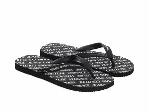 Versace Jeans Couture Black Signature Print Flip Flop Slide
