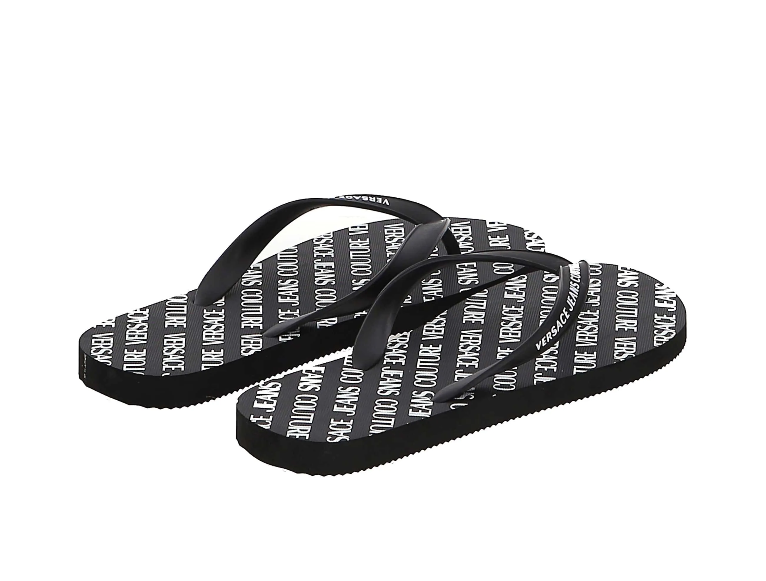 Versace Jeans Couture Black Signature Print Flip Flop Slide