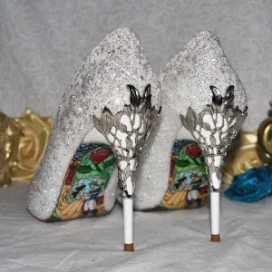 White Glitter Beauty and the Beast UK4 / US6.5