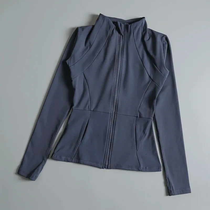 Yoga fitness gym long sleeve zipper top jacket