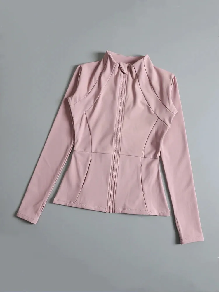 Yoga fitness gym long sleeve zipper top jacket