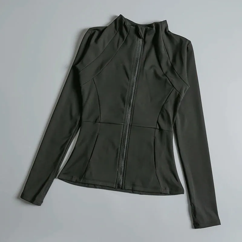 Yoga fitness gym long sleeve zipper top jacket